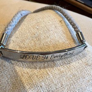"LOVE is Everything" Stella & Dot/KEEP Silver and Grey Pulley Bracelet